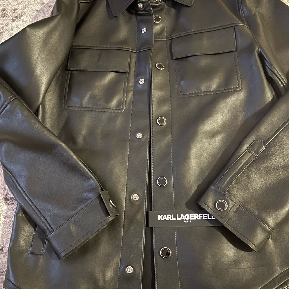 Karl lagerfeld men 100% leather coat size small